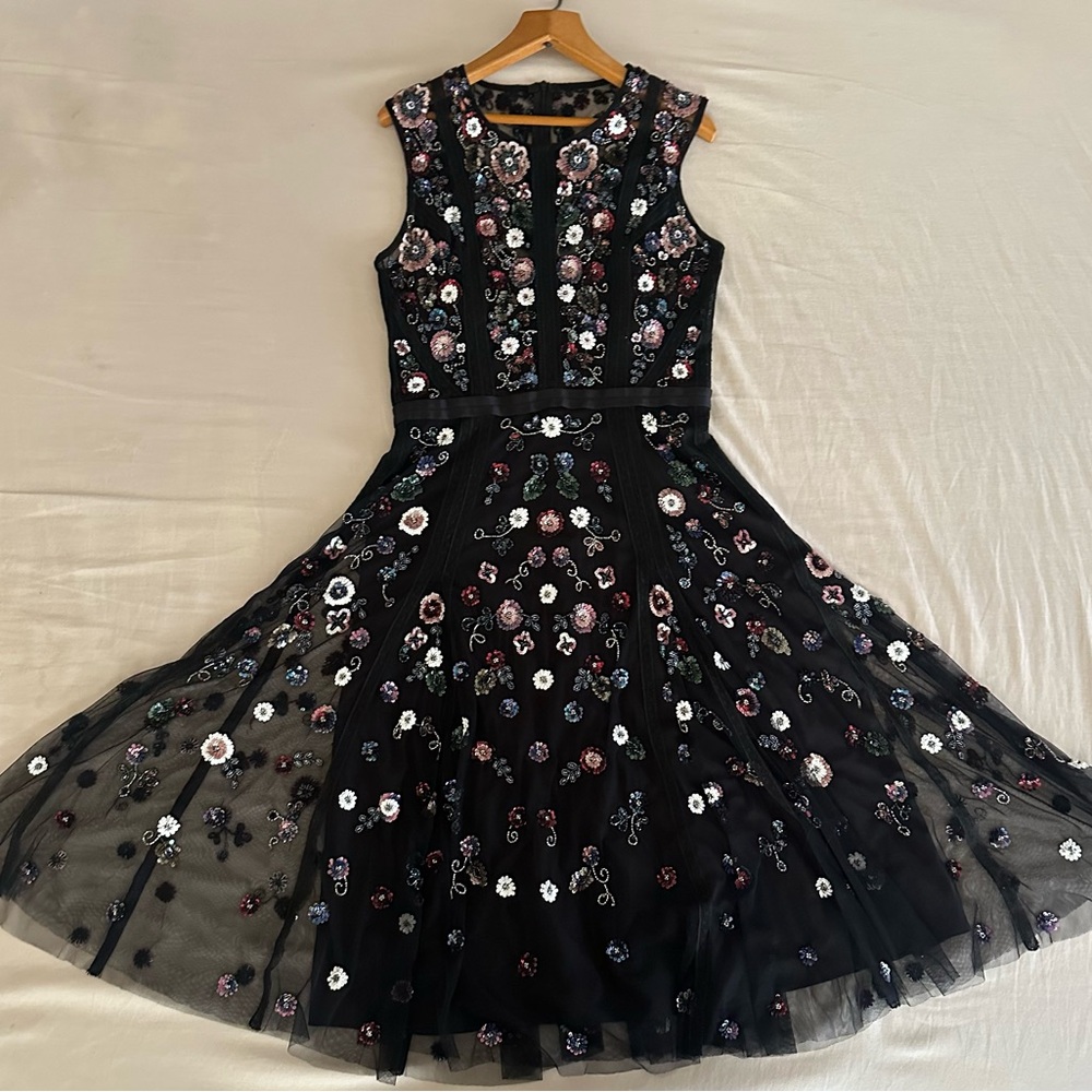 Needle & Thread Black and Pink Embellished Midi Dress - Picture 3 of 10